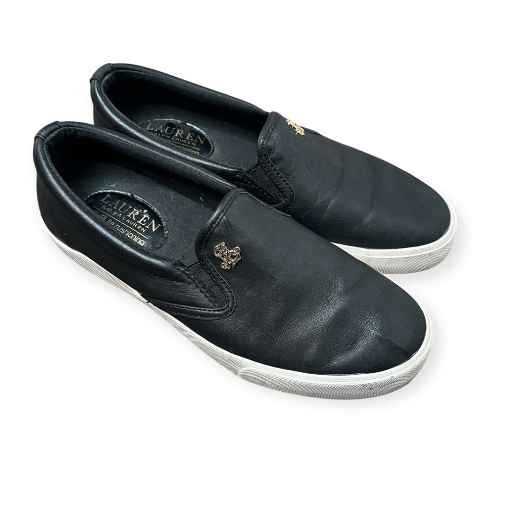 Lauren Ralph Lauren "Ria" Black Leather Slip-On Sneaker Women’s 7.5